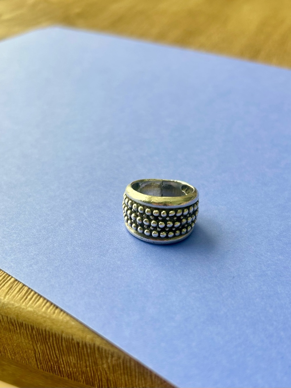 1980’s 3-Row Beaded Sterling Silver Ring Heavy Wide Cigar Band Size 7 Vintage! - Picture 10 of 14